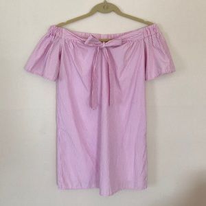 NWOT Pink and white striped off the shoulder dress